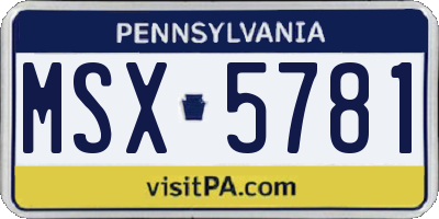 PA license plate MSX5781