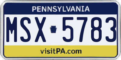 PA license plate MSX5783