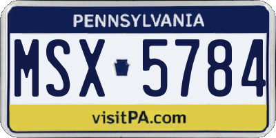 PA license plate MSX5784