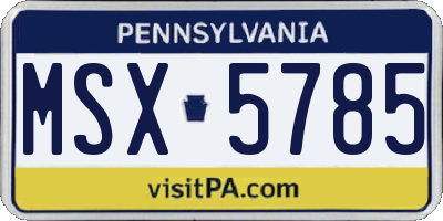 PA license plate MSX5785