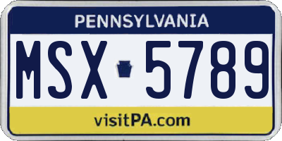 PA license plate MSX5789