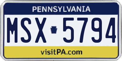 PA license plate MSX5794