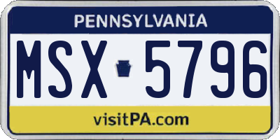 PA license plate MSX5796