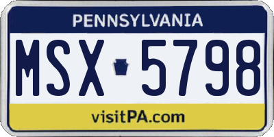 PA license plate MSX5798