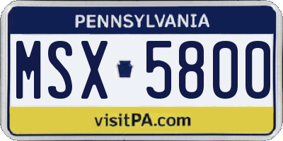 PA license plate MSX5800