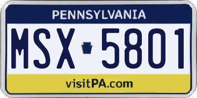 PA license plate MSX5801