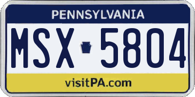 PA license plate MSX5804