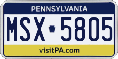 PA license plate MSX5805