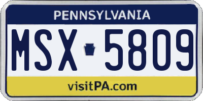 PA license plate MSX5809