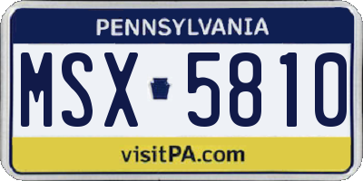 PA license plate MSX5810