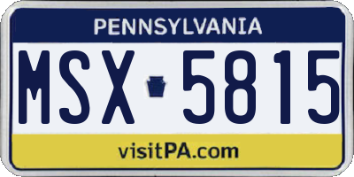 PA license plate MSX5815