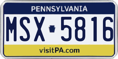 PA license plate MSX5816