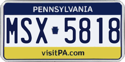 PA license plate MSX5818