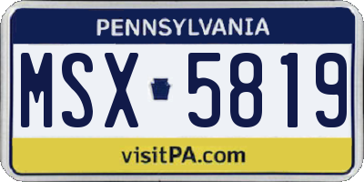 PA license plate MSX5819