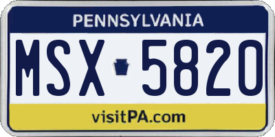 PA license plate MSX5820