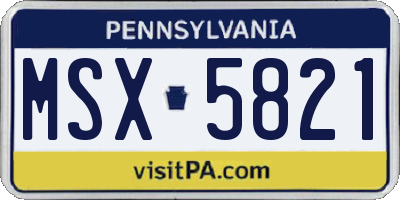 PA license plate MSX5821