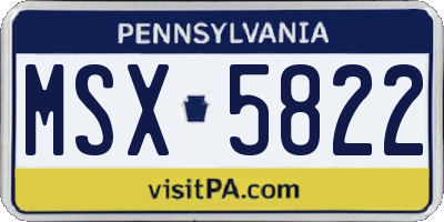 PA license plate MSX5822