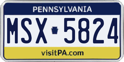 PA license plate MSX5824