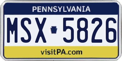 PA license plate MSX5826