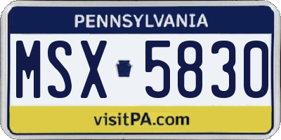 PA license plate MSX5830