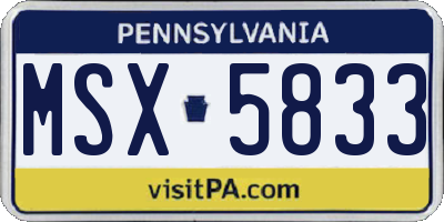 PA license plate MSX5833