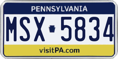 PA license plate MSX5834