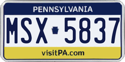 PA license plate MSX5837