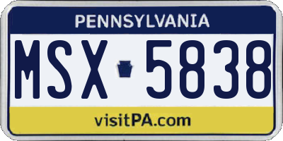 PA license plate MSX5838