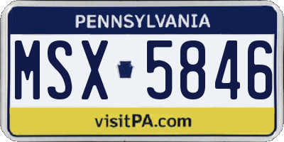 PA license plate MSX5846