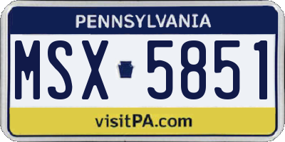PA license plate MSX5851