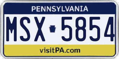 PA license plate MSX5854