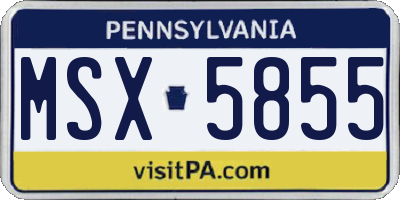 PA license plate MSX5855