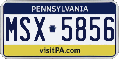 PA license plate MSX5856