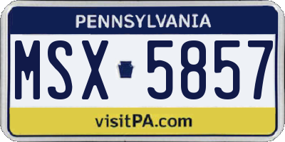 PA license plate MSX5857