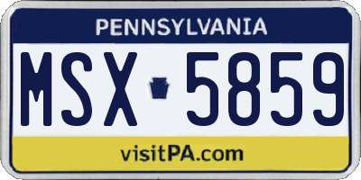 PA license plate MSX5859