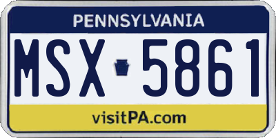 PA license plate MSX5861
