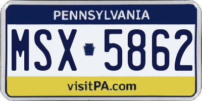 PA license plate MSX5862