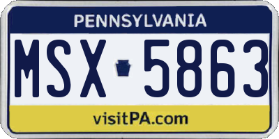 PA license plate MSX5863