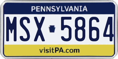 PA license plate MSX5864