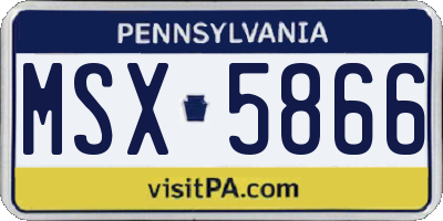 PA license plate MSX5866