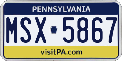 PA license plate MSX5867