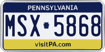 PA license plate MSX5868