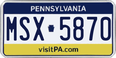 PA license plate MSX5870