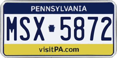 PA license plate MSX5872