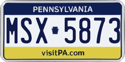 PA license plate MSX5873