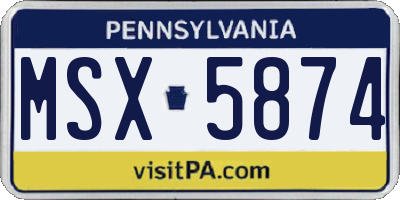 PA license plate MSX5874