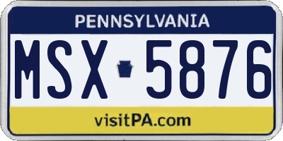 PA license plate MSX5876