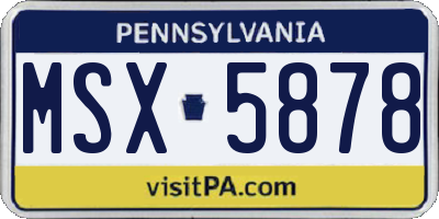 PA license plate MSX5878