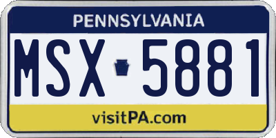 PA license plate MSX5881