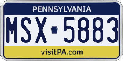 PA license plate MSX5883